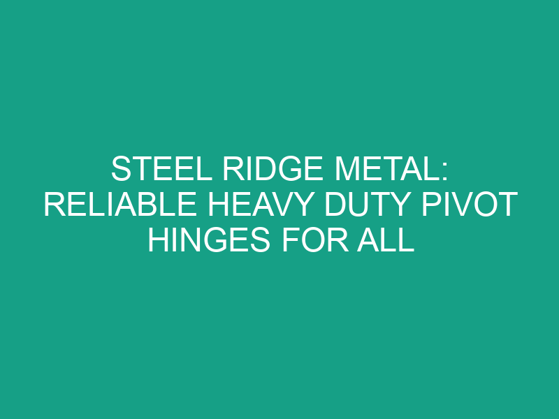 Steel Ridge Metal: Reliable Heavy Duty Pivot Hinges for All Doors