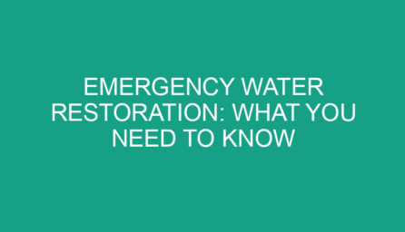 Emergency Water Restoration: What You Need to Know