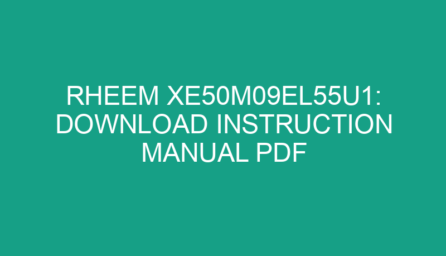 Rheem XE50M09EL55U1: Download Instruction Manual PDF
