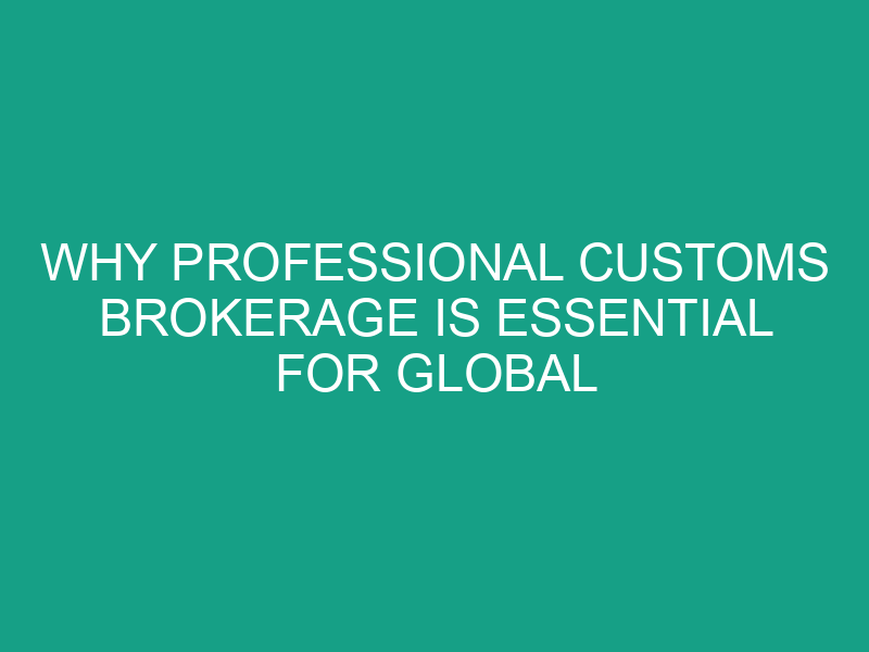 Why Professional Customs Brokerage Is Essential for Global Trade Compliance